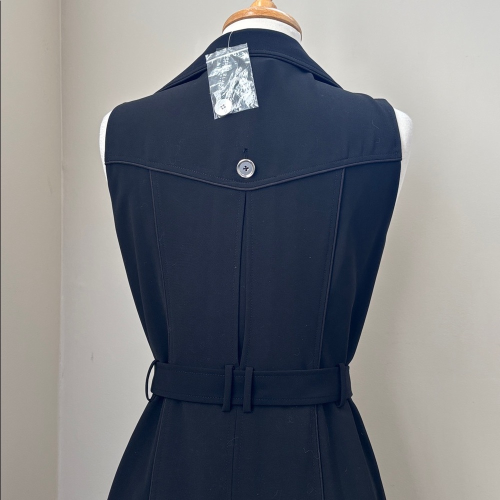 White House Black Market Black Sleeveless Belted Trench Dress - Picture 6 of 9